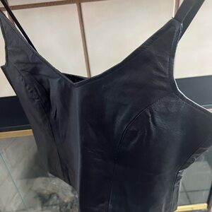 Black Leather Sleeveless Top